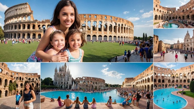 familievennlige aktiviteter, reise i Europa, Disneyland Paris, Colosseum, Sveitsiske Alper, Costa Brava, parker i London