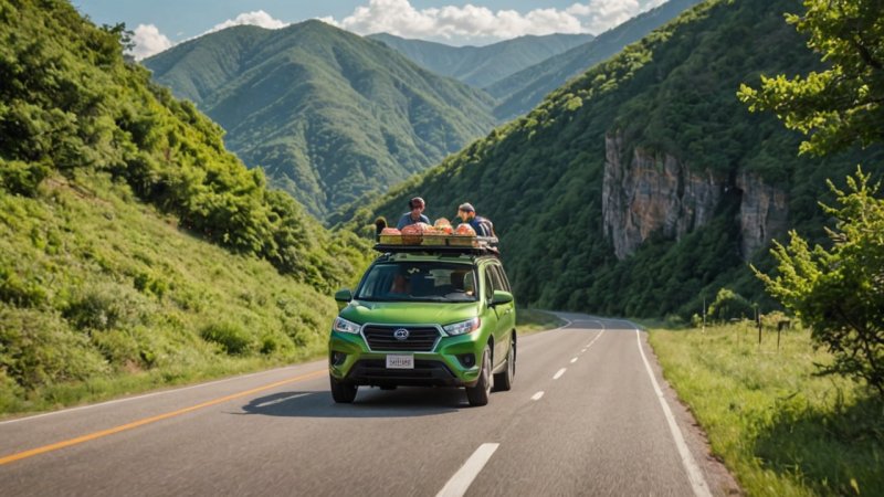 bærekraftig roadtrip, miljøvennlig reise, reiseplanlegging, bærekraftig transport, lokal mat