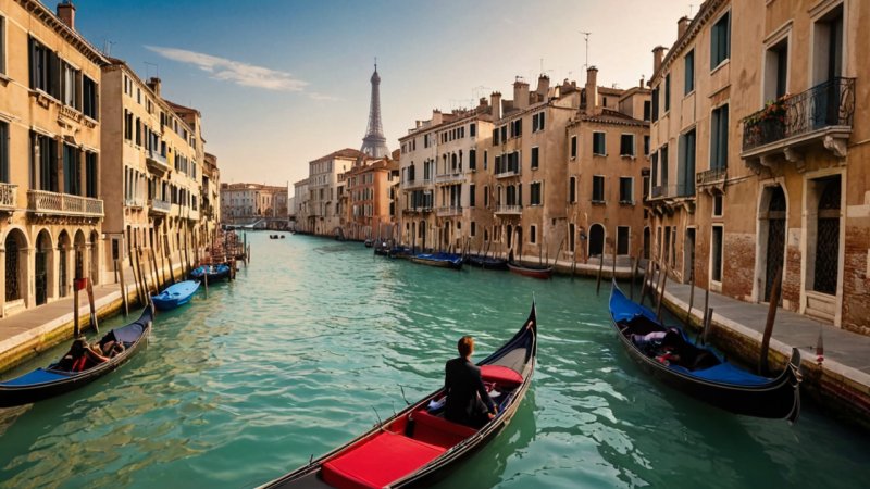 reise, romantiske destinasjoner, Paris, Venezia, reisesammenligning, kulturelle opplevelser, mat og drikke